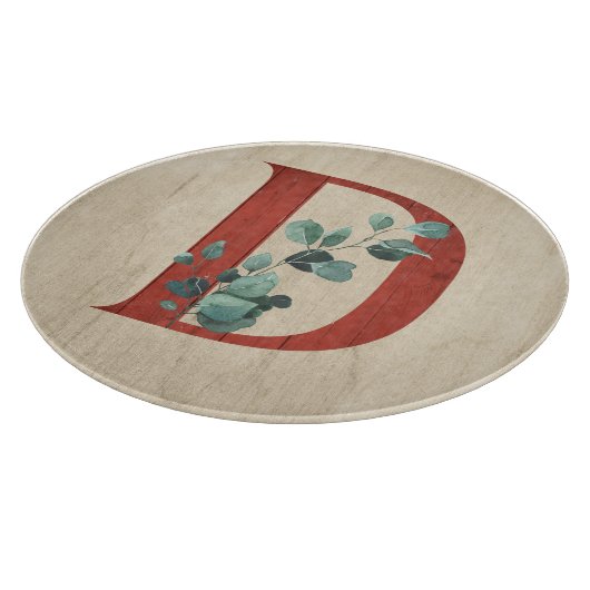 Rustikales Holz und Eukalyptus Letter D Schneidebrett (Ecke)