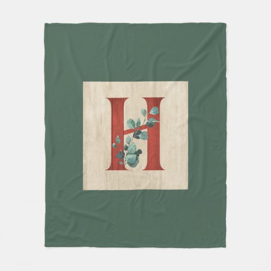 Rustikales Holz und Eukalyptus Letter H Fleecedecke (Vorderseite)