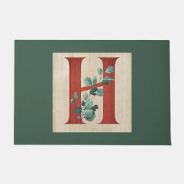 Rustikales Holz und Eukalyptus Letter H Fußmatte