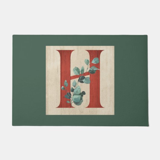 Rustikales Holz und Eukalyptus Letter H Fußmatte (Vorderseite)