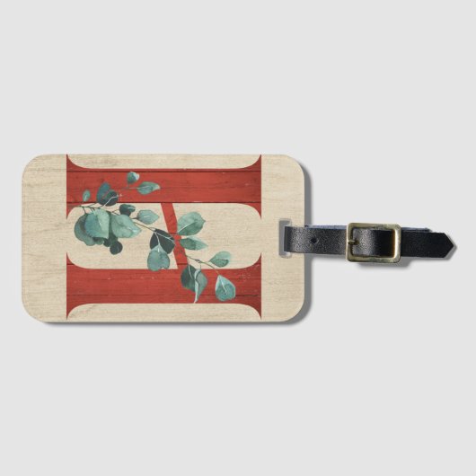 Rustikales Holz und Eukalyptus Letter H Gepäckanhänger (Vorderseite (Horizontal))