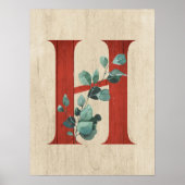 Rustikales Holz und Eukalyptus Letter H Print Poster (Vorne)