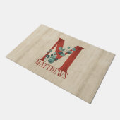 Rustikales Holz und Eukalyptus Letter M Personalis Fußmatte (Schrägansicht)