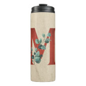 Rustikales Holz und Eukalyptus Letter M Thermosbecher (Vorderseite)