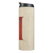 Rustikales Holz und Eukalyptus Letter M Thermosbecher (Nach rechts gedreht)