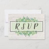Rustikales Holz und Eukalyptus Wedding UAWG RSVP Karte (Rückseite)