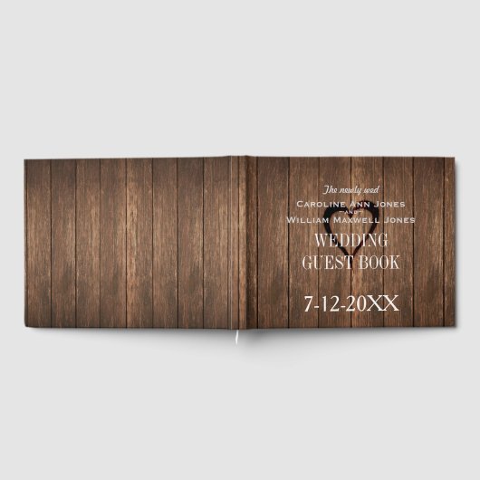 Rustikales Holz und gravierte Herzbücher Gästebuch (Voll)