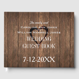 Rustikales Holz und gravierte Herzbücher Gästebuch