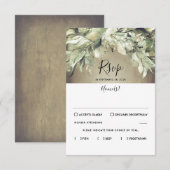 Rustikales Holz und Grüne Hochzeit RSVP Karte (Vorne/Hinten)