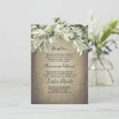 Rustikales Holz und Grüne Hochzeitsinformationen Begleitkarte (Stehend Vorderseite)