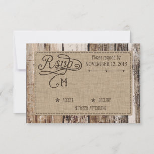 Rustikales Holz und Herz-Entzücken RSVP-Karte RSVP Karte
