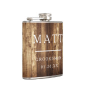 Rustikales Holz- und Lampenfeuer Brautparty-Team G Flachmann (Rechts)