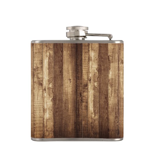 Rustikales Holz- und Lampenfeuer Brautparty-Team G Flachmann (Rückseite)