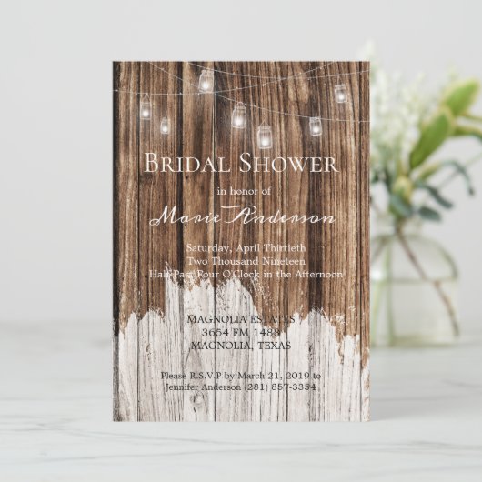 Rustikales Holz und Lanterns-Brautparty (Stehend Vorderseite)