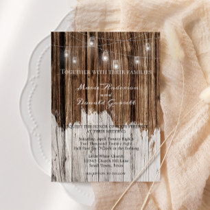 Rustikales Holz und Lanterns Hochzeit Einladung