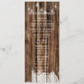 Rustikales Holz und Lanterns Hochzeit Programm (Rückseite)