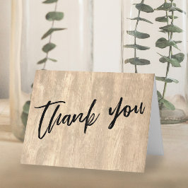 Rustikales Holz und Lässige Handschrift Dankeskarte