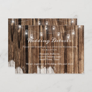 Rustikales Holz und Laternen Begleitkarte