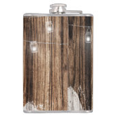 Rustikales Holz und Laternen Flachmann (Rückseite)