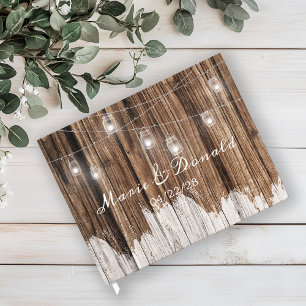 Rustikales Holz und Laternen Gästebuch