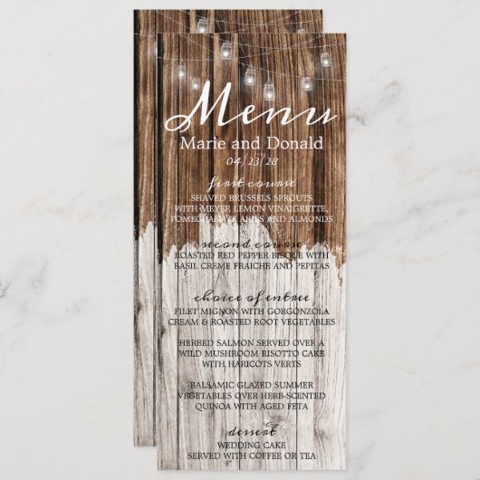 Rustikales Holz und Laternen Menükarte (Vorne/Hinten)