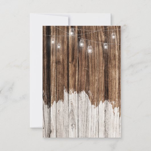 Rustikales Holz und Laternen Save The Date (Rückseite)