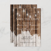 Rustikales Holz und Laternen Save The Date (Vorne/Hinten)
