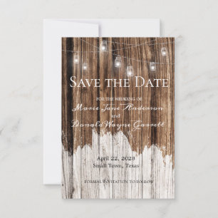 Rustikales Holz und Laternen Save The Date