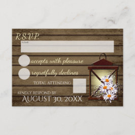 Rustikales Holz und Laternenreaktion RSVP Karte