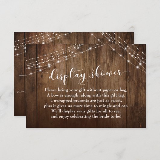 Rustikales Holz und Leuchten Keine Brautparty-Kart Begleitkarte (Vorne/Hinten)