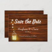Rustikales Holz und Leuchten Save the Date Karte (Vorne/Hinten)