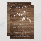 Rustikales Holz und Licht feiern mit unserem Empfa Einladung (Vorne/Hinten)