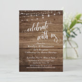 Rustikales Holz und Licht feiern mit unserem Empfa Einladung (Stehend Vorderseite)