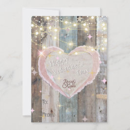Rustikales Holz und Licht - Happy Valentines Day C Feiertagskarte