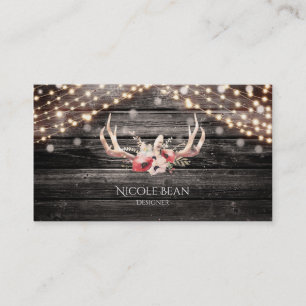 Rustikales Holz und Lichter Blumenantler Boho Chic Visitenkarte