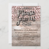 Rustikales Holz und Lichter Elegante Einladungen (Vorderseite)