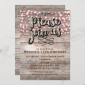 Rustikales Holz und Lichter Elegante Einladungen (Vorne/Hinten)