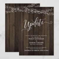Rustikales Holz und Lichter - Hochzeitskarte aufge