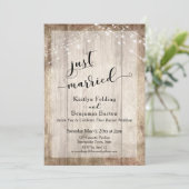 Rustikales Holz und Lichter, nur verheiratet, Empf Einladung (Stehend Vorderseite)
