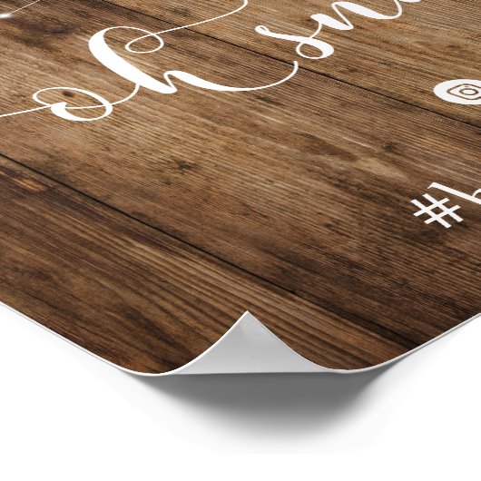 Rustikales Holz und Lichter Oh Snap Wedding Hashta Poster (Ecke)