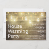 Rustikales Holz und Lights Garden Party Erwärmung Einladung (Vorderseite)