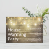 Rustikales Holz und Lights Garden Party Erwärmung Einladung (Stehend Vorderseite)