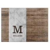 Rustikales Holz und Marmor Familienname Mit Monogr Schneidebrett (Vorderseite)