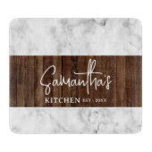 Rustikales Holz und Marmor Personalisierte Kücheng Schneidebrett (Vorderseite)