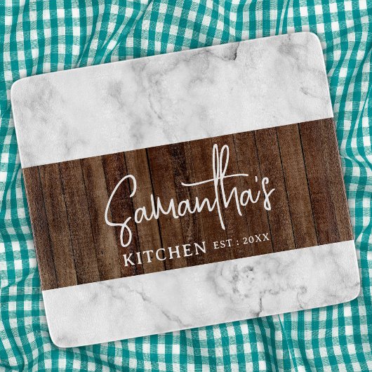 Rustikales Holz und Marmor Personalisierte Kücheng Schneidebrett