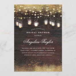 Rustikales Holz und Mason Jar Lights Brautparty Einladung