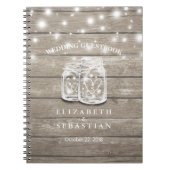 Rustikales Holz und Mason Jar Lights Hochzeitsbuch Notizblock (Vorderseite)