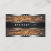Rustikales Holz und Metall Visitenkarte (Vorderseite)
