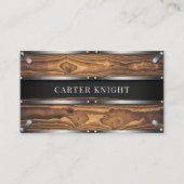Rustikales Holz und Metall Visitenkarte (Vorderseite)