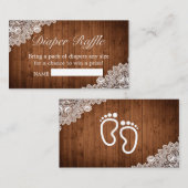 Rustikales Holz und Niedliche Spitzen-Windeln Begleitkarte (Vorne/Hinten)